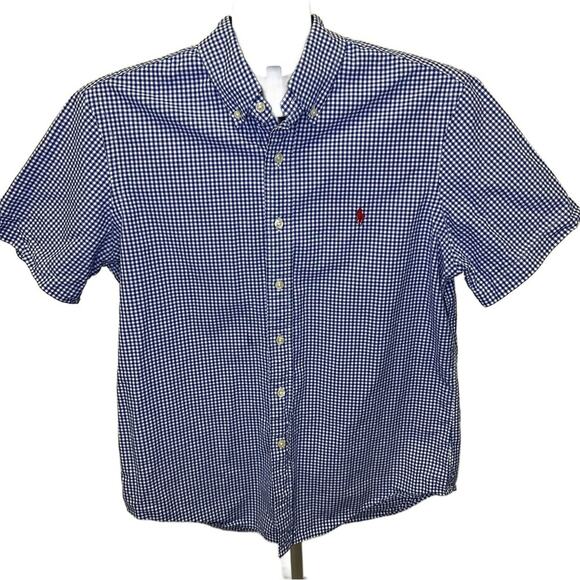 Ralph Lauren Blue Gingham Check Button-Down Shirt - Size M - Picture 1 of 10